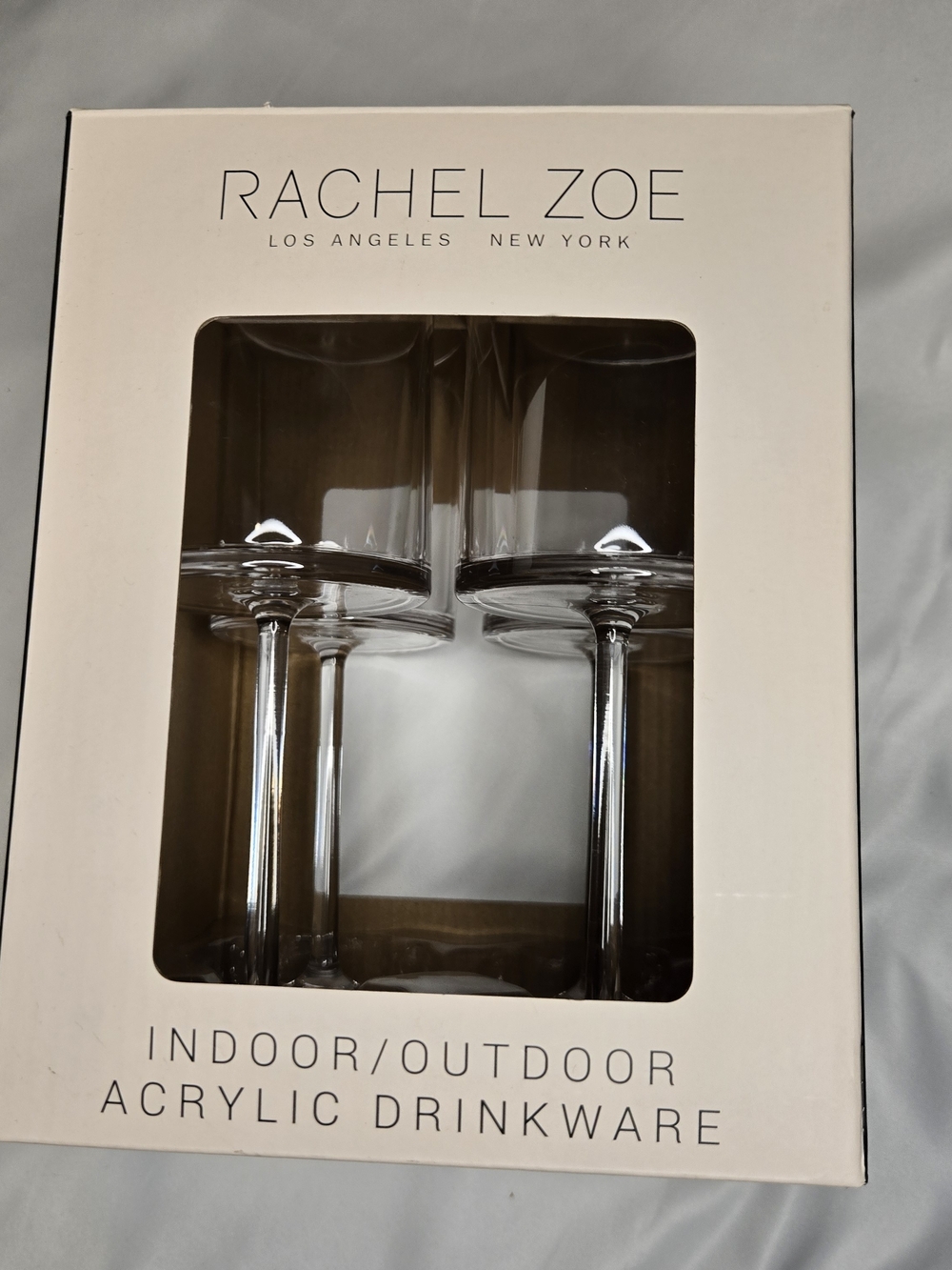 Rachel Zoe Indoor Outdoor Acrylic Drinkware Set of 4 Wine Glasses 9.5 oz New